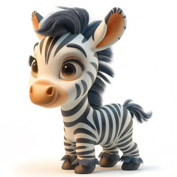 A cute and happy baby zebra 3d illustration