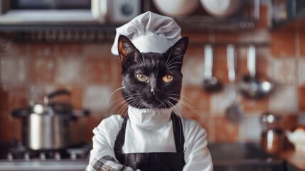 Cat chef. Cute cat chef in the kitchen - 784602400