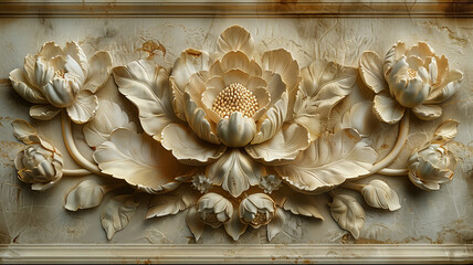 Lotus flower wall relief.