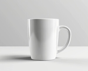 Obraz premium White mug mock up. Classic mug on a plain light-color background. AI generated