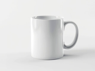 Obraz premium White mug mock up. Classic mug on a plain light-color background. AI generated