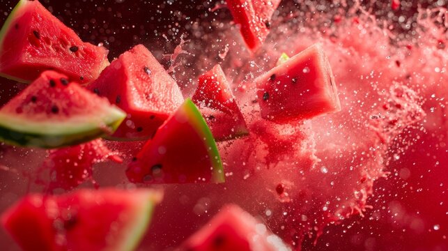 Watermelon explosion background. Juicy watermelon background