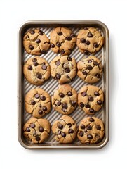 Freshly Baked Chocolate Chip Cookies on a Transparent Cookie Sheet