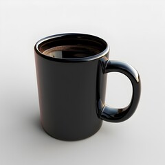 Sleek Black Ceramic Coffee Mug with Transparent Background for Product Showcase or Branding Design