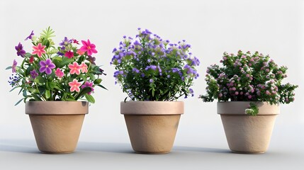 Vibrant Potted Flowers Decorating Tranquil Indoor and Outdoor Spaces with Lush Blooms and Foliage