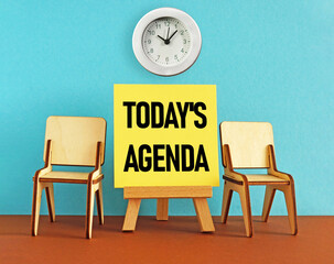 Today's agenda is shown using the text