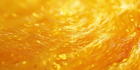 Closeup of vibrant yellow fur illuminated by bright light on a table