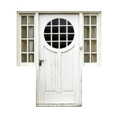 Vintage Weathered Wooden Door in Disrepair
