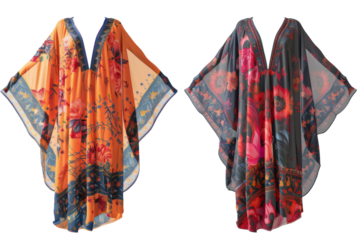 Front and Back Mockup of a Summer Beach Kaftan