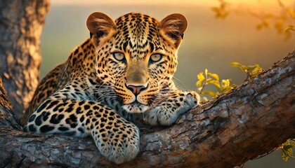Fototapeta premium leopard in the tree