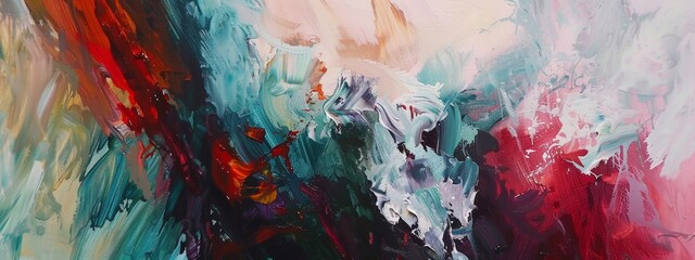 Ethereal Swirls of Cool and Warm Abstract Painting
 - obrazy, fototapety, plakaty