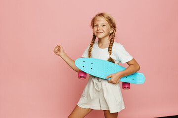 Joyful Skating: Capturing the Adorable and Active Childhood Moments of Girls on Penny Boards