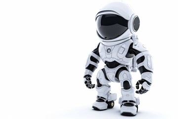 Toy robot astronaut isolated on white background