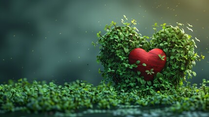 Heart shaped plant with leaves on the ground