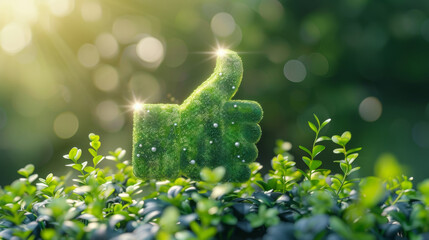 Green thumb up made of leaves