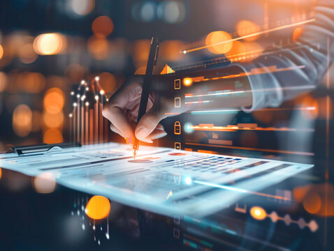 Focused light on a checklist with ticking action items, business strategy tools in the background.