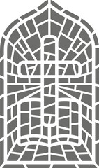 Obraz premium Church stained window with religious symbol. Christian mosaic glass arch with cross and bible