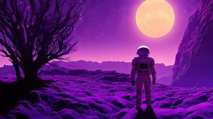 Obraz premium An astronaut on the planet in Lo-Fi style