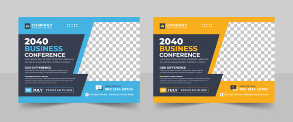 Creative technology conference webinar flyer and business event banner invitation layout template. Abstract modern business conference design, Modern flyer layout. - obrazy, fototapety, plakaty