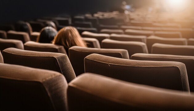 CADEIRAS DE SALA DE CINEMA VARIA ANTES DA SESS&Atilde;O COM ALGUMAS PESSOAS DESFOCADAS OCUPANDO ALGUNS LUGARES