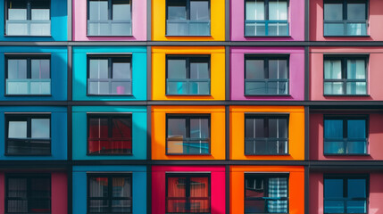 Colorful building with windows and balconies