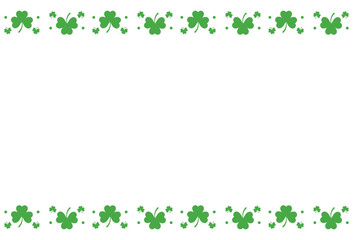 Horizontal rectangular green clover with space for text. Background for St. Patrick's Day or summer, spring. Vector illustration in flat style. - obrazy, fototapety, plakaty