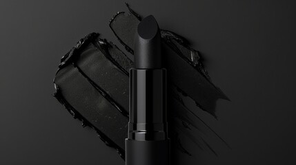 Close up of black lipstick on black background