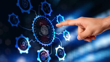 Biometrics Fingerprint concept. Biometrics security with digital interface