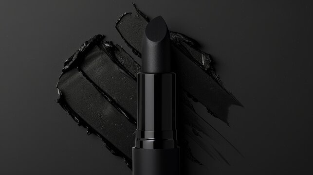 Close up of black lipstick on black background