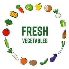 いろいろな野菜の丸フレーム