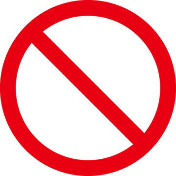 Sign forbidden. Icon symbol ban. Red circle sign stop entry ang slash line isolated on transparent background. Mark prohibited.

