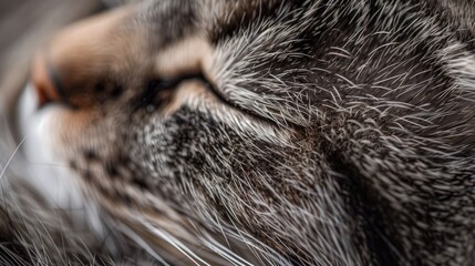 Macro photography of the fur on a sleeping cat - obrazy, fototapety, plakaty
