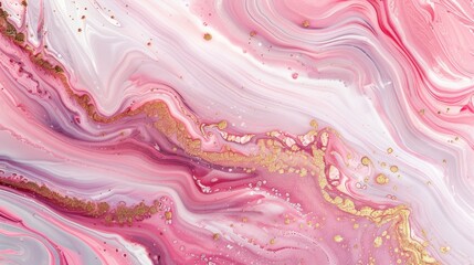 Abstract art pink marbled pattern with golden veins