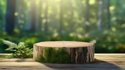 Natural wooden podium UHD Wallpaper