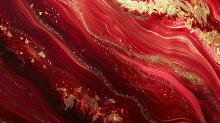 Close up of a red and gold painting marble background