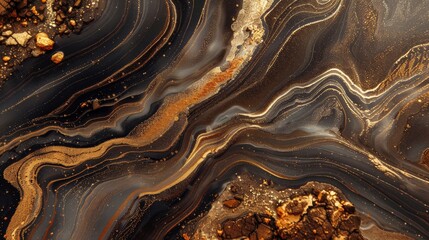 Close up of black and gold marble background