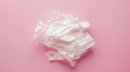 Crumpled paper on pink background