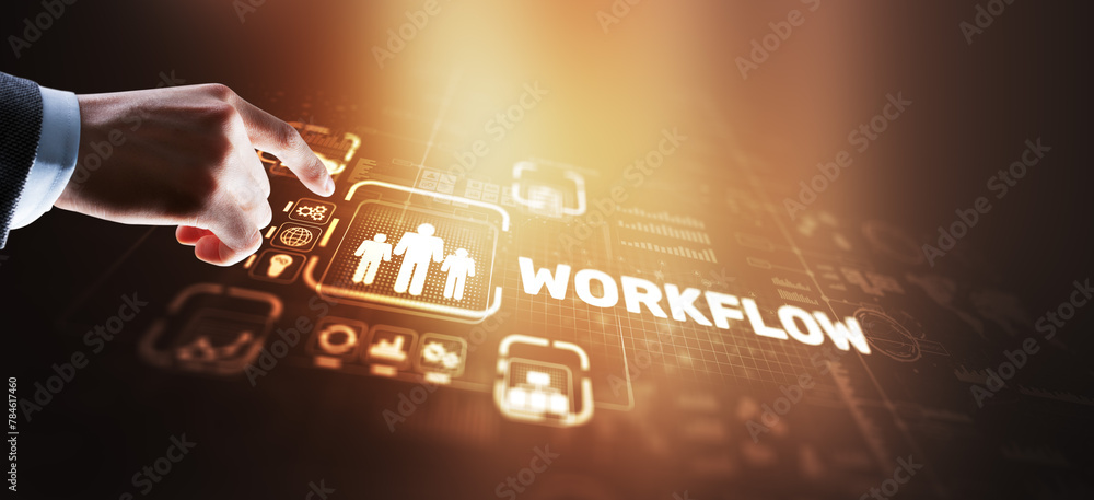 Aufkleber workflow repeatability systematization business process. business technology internet