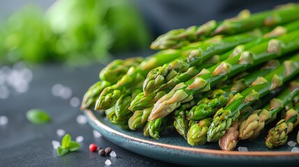 Plate of Asparagus on Table