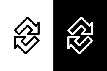 arrow replace white black outline icon - obrazy, fototapety, plakaty