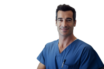 Young handsome man with doctor uniform on isolated chroma key background
