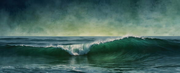 Ocean Embrace: Watercolor Hand Drawing of Earth Day Ocean Blues and Greens, Perfect for Wallpaper, Greeting Cards
