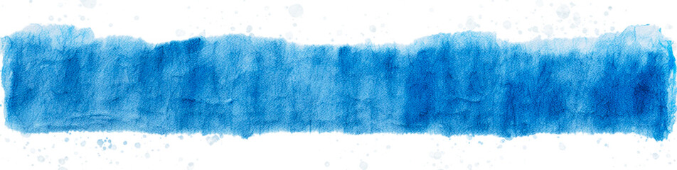 Niebieski akwarelowy pas z białymi i niebieskimi plamkami. Przezroczyste tło.