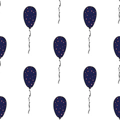 Holiday seamless pattern with flying balloon doodle for decorative print, wrapping paper, greeting cards, wallpaper and fabric
