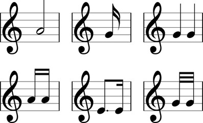 Music notes vector icon set on transparent background. Music notes symbol sign png or eps vector illustration.
