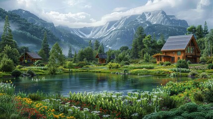 Fototapeta premium Integrates Sustainable Farming with Bioenergy Conversion