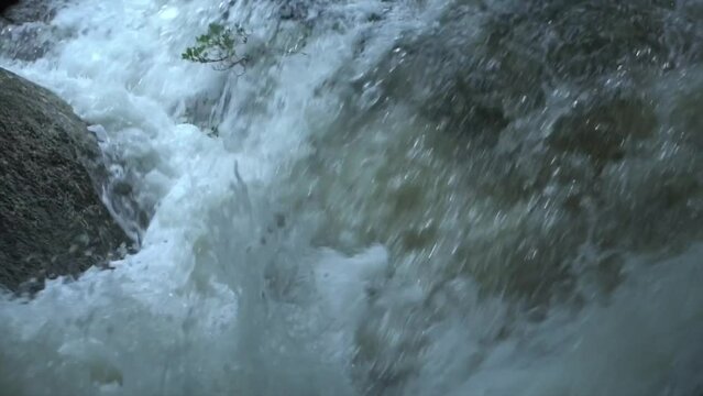 大雨で増水している白谷雲水峡の川