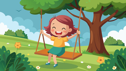 Obraz na płótnie Canvas vector-illustration-of-happy-child-girl-laughing-a