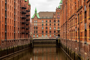 Landscape shot of Hamburg Speicherstadt Warehouse District