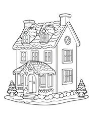 Fototapeta premium Gingerbread House Coloring Page